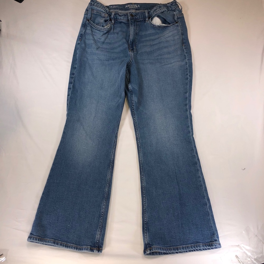 Arizona Jean Co High Rise Curvy Skinny Bootcut Jeans Blue Size 14 Short 01443